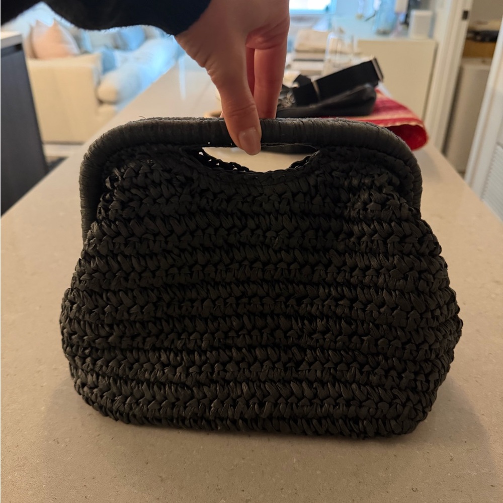 Abercrombie & Fitch Black Woven Clutch with Top Handle